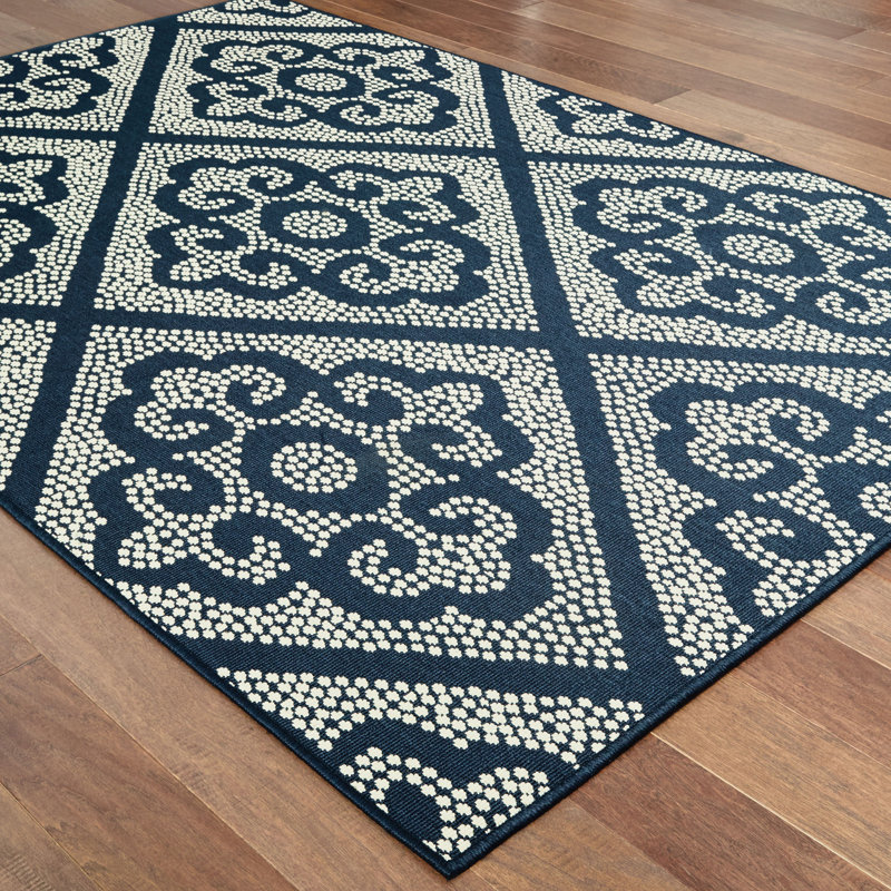 Anastasaos Moroccan Medallion Power Loom Indoor / Outdoor Rug, Rectangle 8'6" x 13'