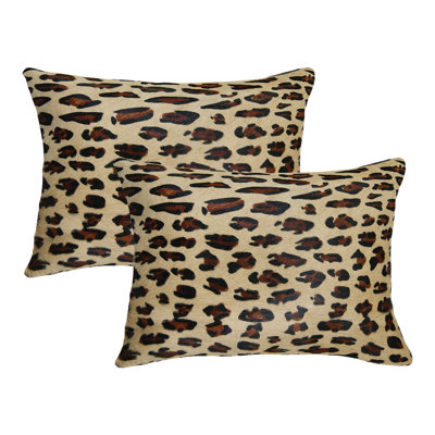 Animal Print Leather/Suede Throw Pillow