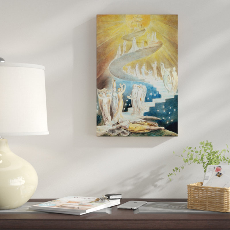 «Jacob's Ladder» par William Blake, impression sur toile, H 18 po x l 12 po x P 1,5 po, Toile tendue, Pas de tapis