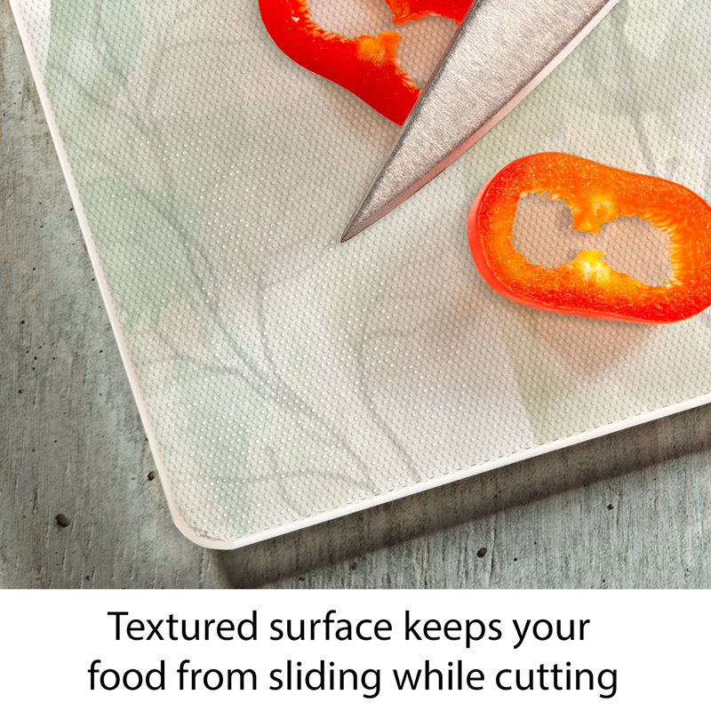 Nature's Greenery Tempered Glass Rectangular Cutting Board