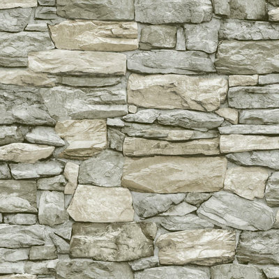 Rouleau de papier peint adhésif Drumeeny Stone L 16,5 pi x l 20,5 po