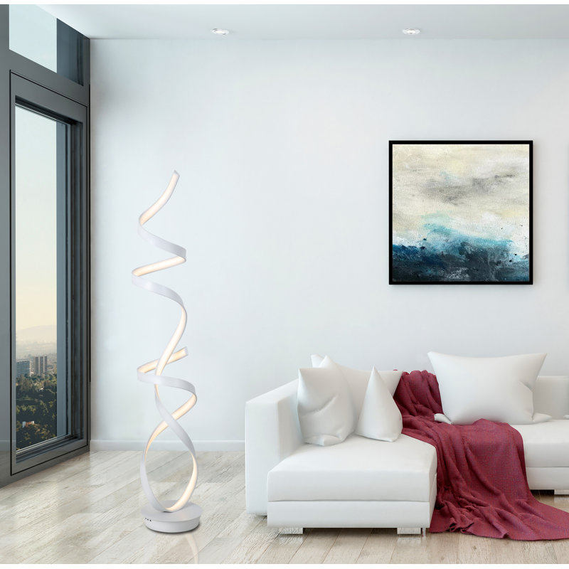63'' LED Column Floor Lamp with USB, White