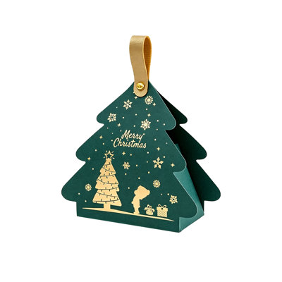 Christmas Tree Shaped Gift Box Foldable Handheld Candy Packaging Cardboard Pocket for Xmas Party Favors Present Christmas Decorations Gifts