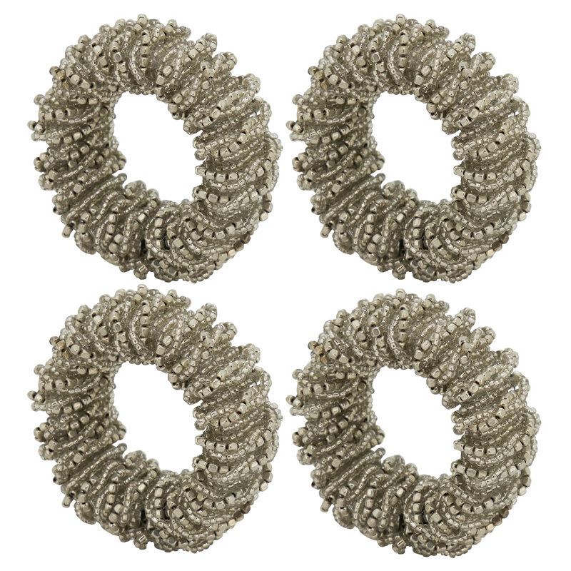 Perles de verre, porte-serviette en fer, Argent