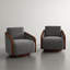 Upholstered Swivel Barrel Chair-1053755036