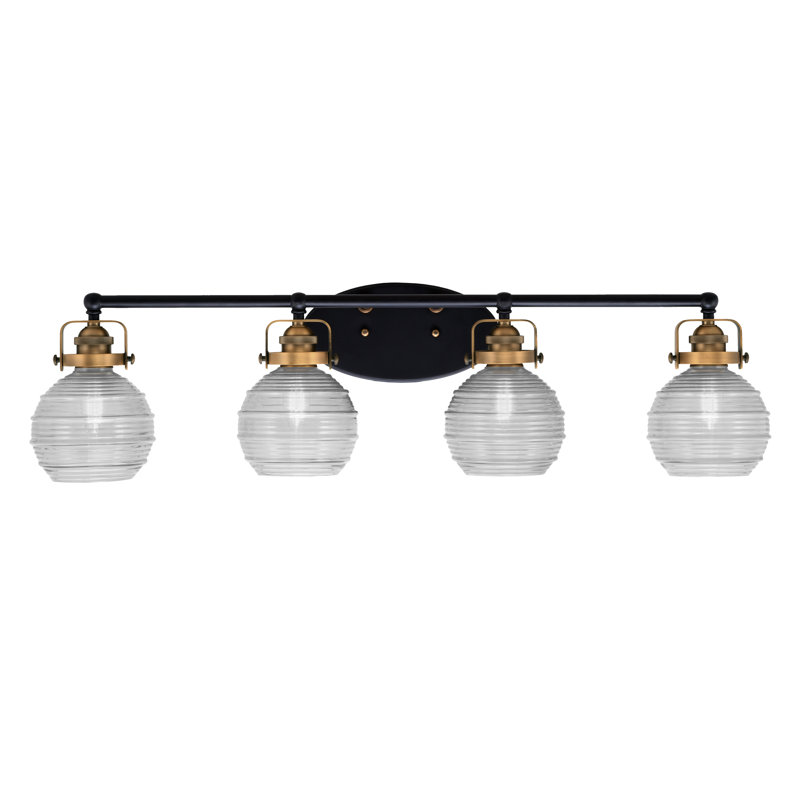 Barre d'éclairage de salle de bain 4 lumières Easton, Gris, Noir mat / laiton