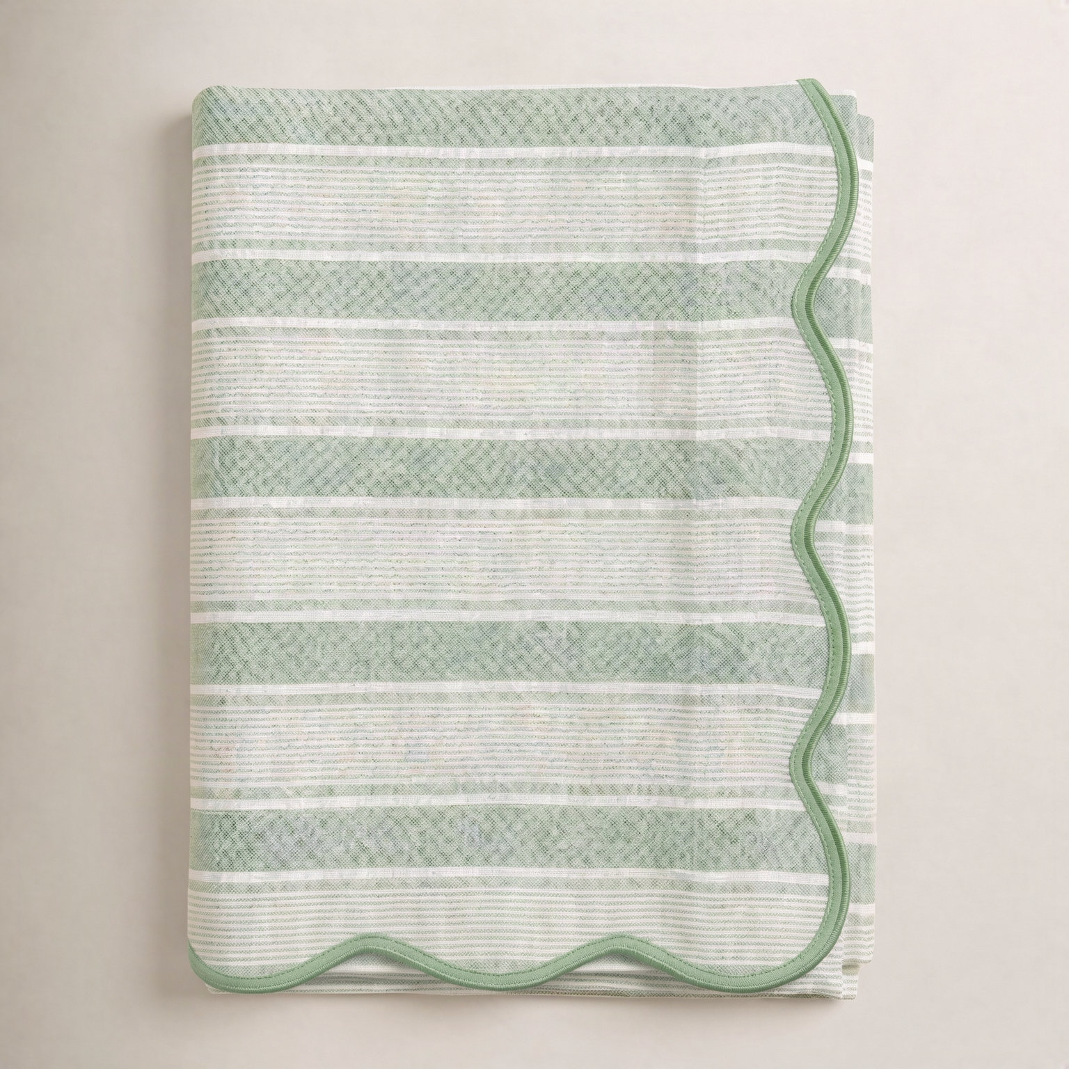 Cabana Stripe 120" Tablecloth, Seagrass