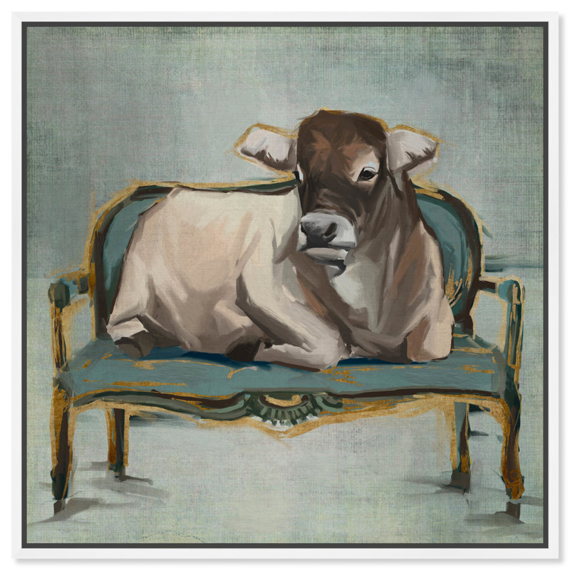 «Animals Her Majesty Cow», reproduction d'art, H 20 po x l 20 po, Impression encadrée, Blanc