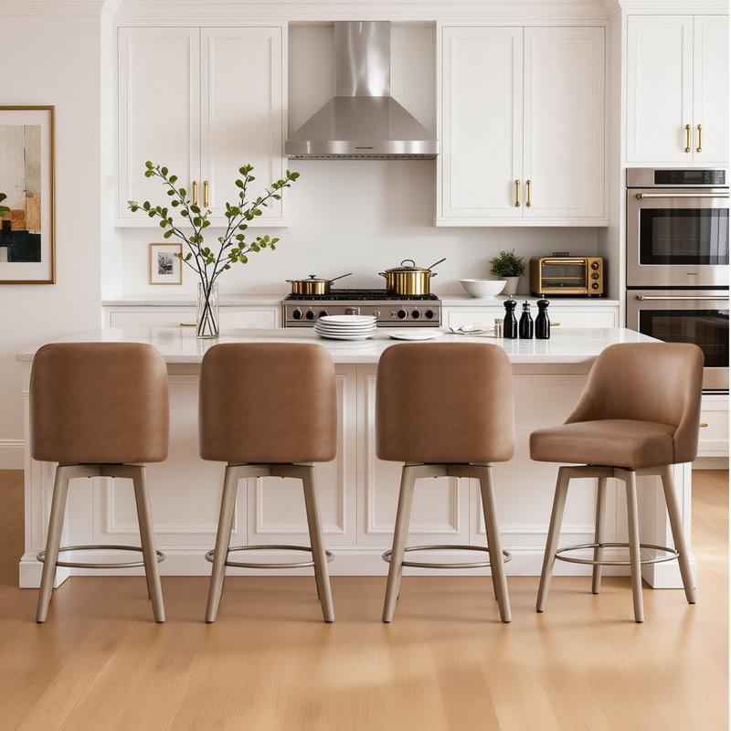 Swivel Upholstered Counter Stool, Brown
