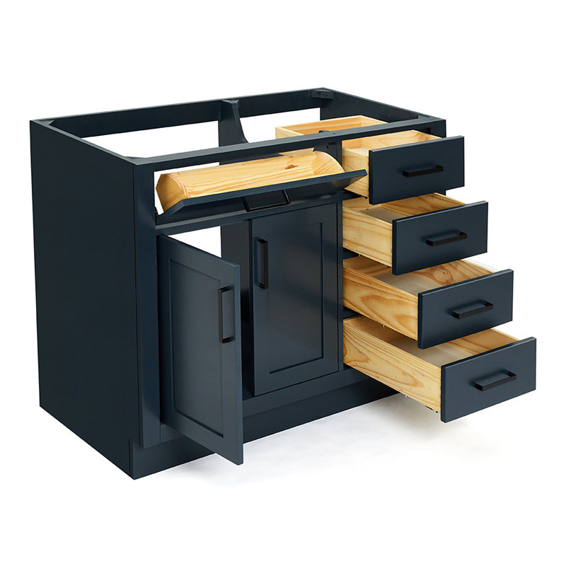 42" Single Bathroom Vanity Base only, Matte Black, Midnight Blue