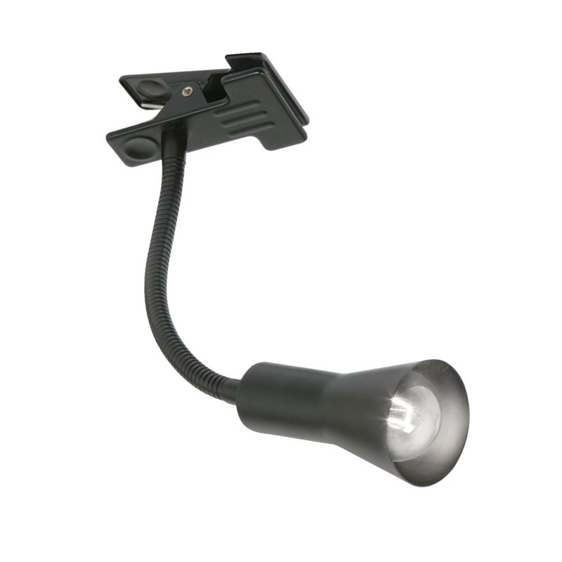 Beauvue Adjustable Metal Clip On Lamp, Black