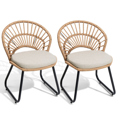 Metal Outdoor Rattan/Wicker Dining Chair with Removable Cushion