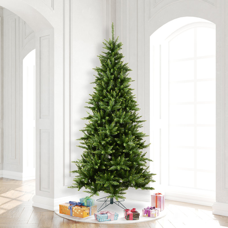 Camdon Fir Slim Artificial Christmas Tree, 12' H, Clear Lights, Pre-Lit