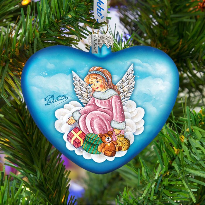 G Debrekht Holiday Guardian Angel Heartglass Ornament 