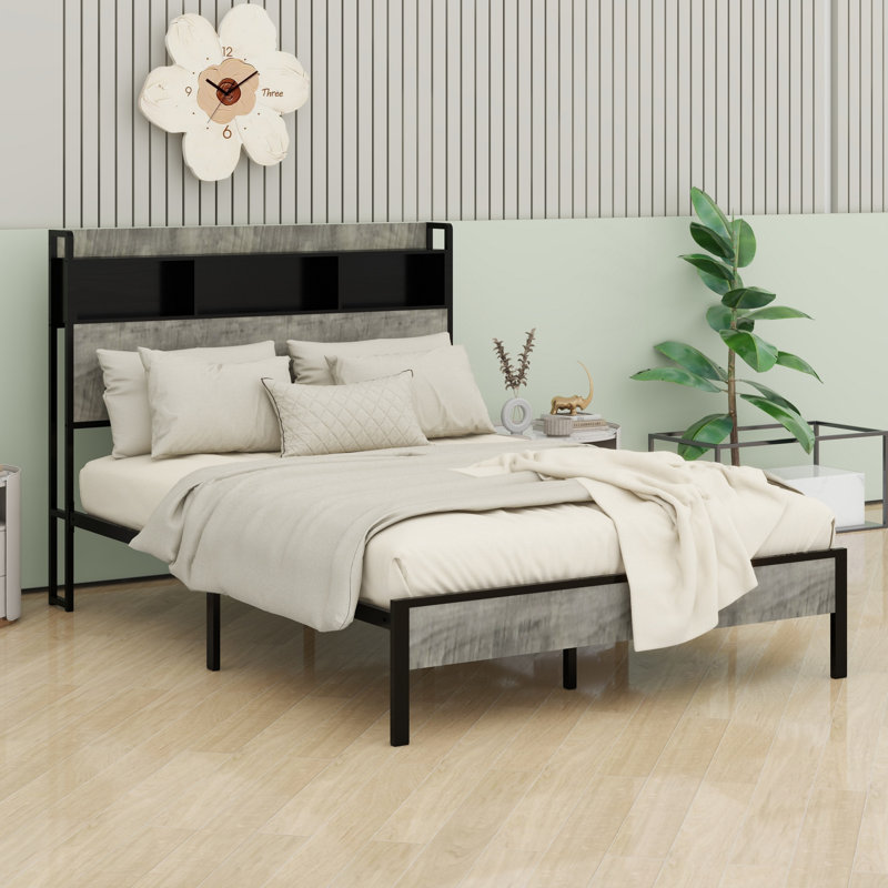 Lit plateforme avec rangement et accessoires, Double
