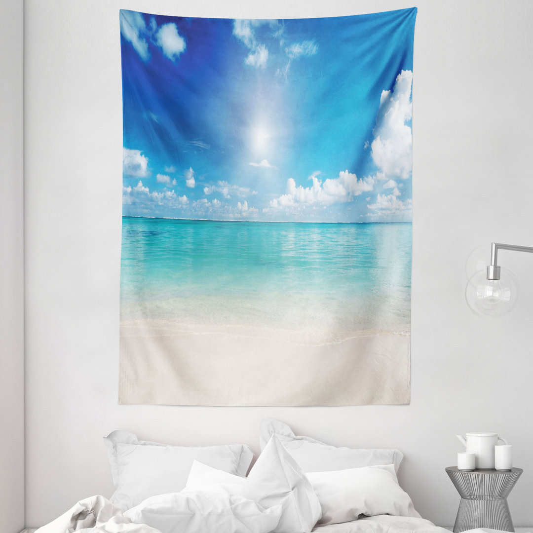 Tapisserie Himmel und Meer Landschaft Sand Tropical Beach Wolken Sonne Hot Heaven