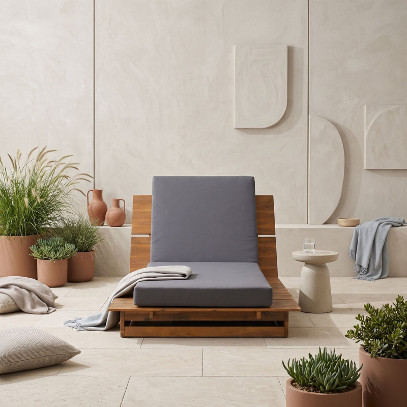 Méridiennes de patio en bois avec coussin