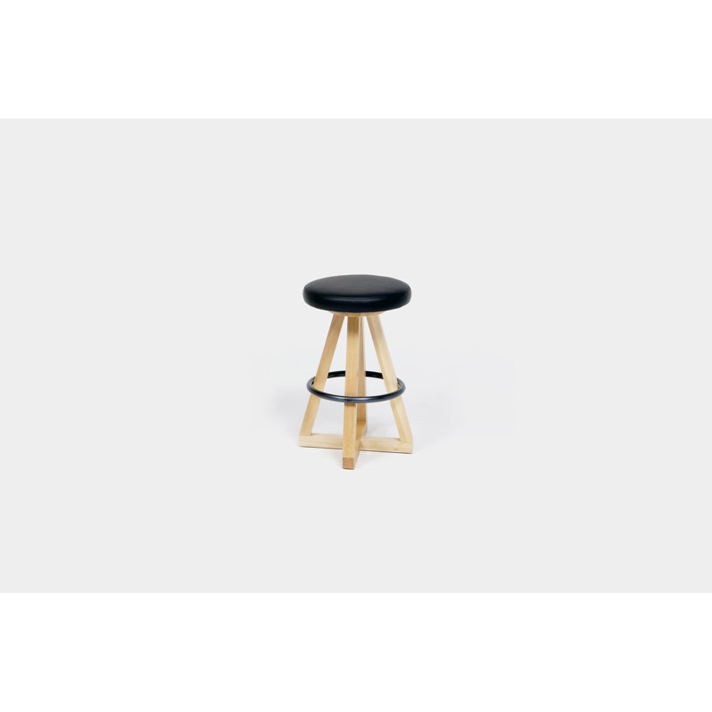 Artless X Swivel 26" Counter Stool, Saddle, Black Oak, Blackened Steel