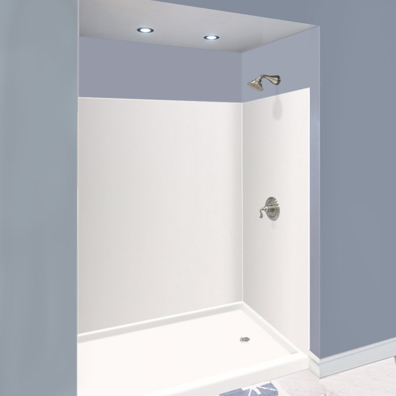 Expressions 3 Panel Shower Wall, White, 72" H x 60" W x 36" D