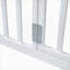 Lit plateforme pour chambre d'enfant, structure en métal blanc éclatant avec clôture et porte d'entrée