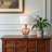 Liliya Glass Table Lamp in Dusty Rose and Ivory Shade, 25.76'' H X 14.85'' W X 14.85'' D