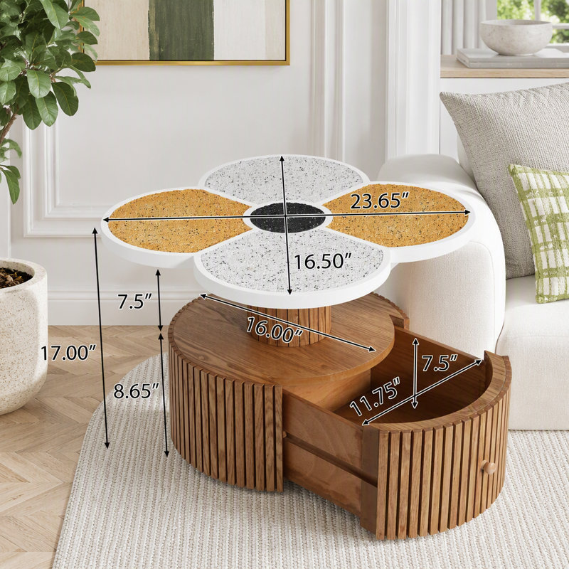 Table d'appoint à quatre feuilles Clover, Naturel