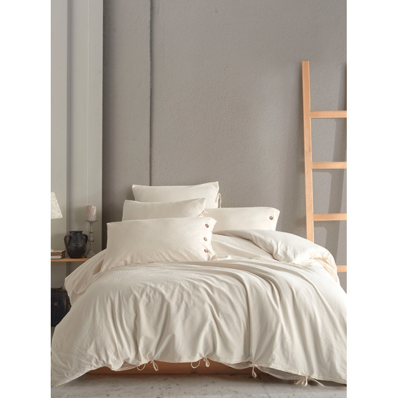 Monarch Duvet Cover Set  100% Washed Cotton Linen Super Soft Comfortable Chic Lightweight 5 Piece Set 2 Pillow Sham 2 Pillow Case 1 Quilt Cover Home Bedding Set