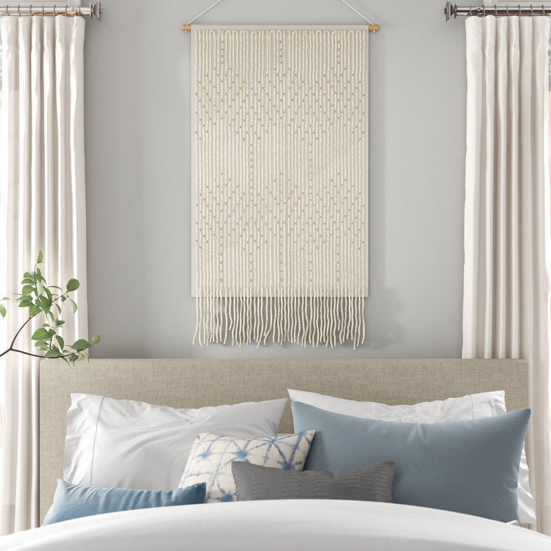 Suspension murale en coton avec tige incluse, Crème