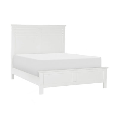 White Finish Full Bed Transitional Style Wooden Bedroom Furniture 1Pc Panel Bed