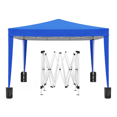 10'X10' Folding Canopy With 4 Removable Sidewalls Outdoor Event Shelter UPF 50+ Gazebo Portable Tents For Parties Beach Camping Wedding EZ Pop Up Canopy 4Pcs Weight Bag + Carry Bag