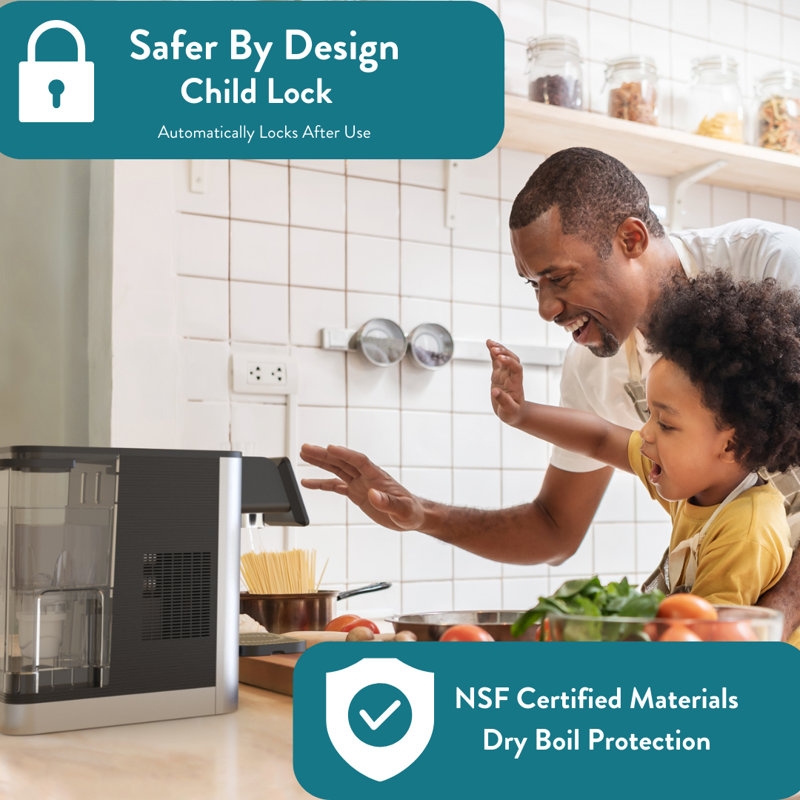 Countertop Bottleless Electric Water Cooler Hot and Cold in Black