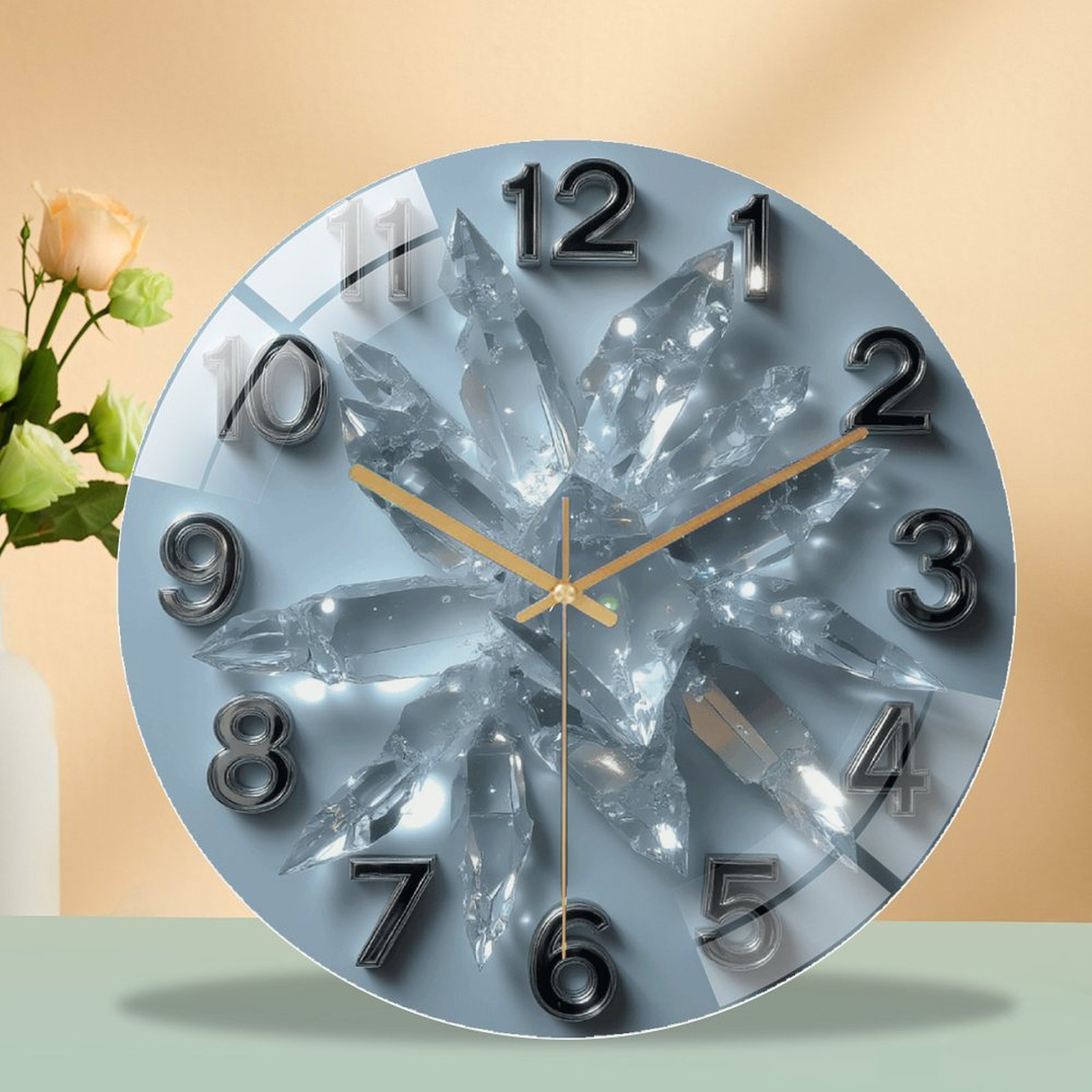 Wrought Studio™ 12" Round Tempered Glass Wall Clock with Silent Quartz ...