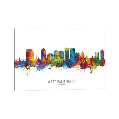 West Palm Beach Skyline - reproduction d'art sur toile tendue