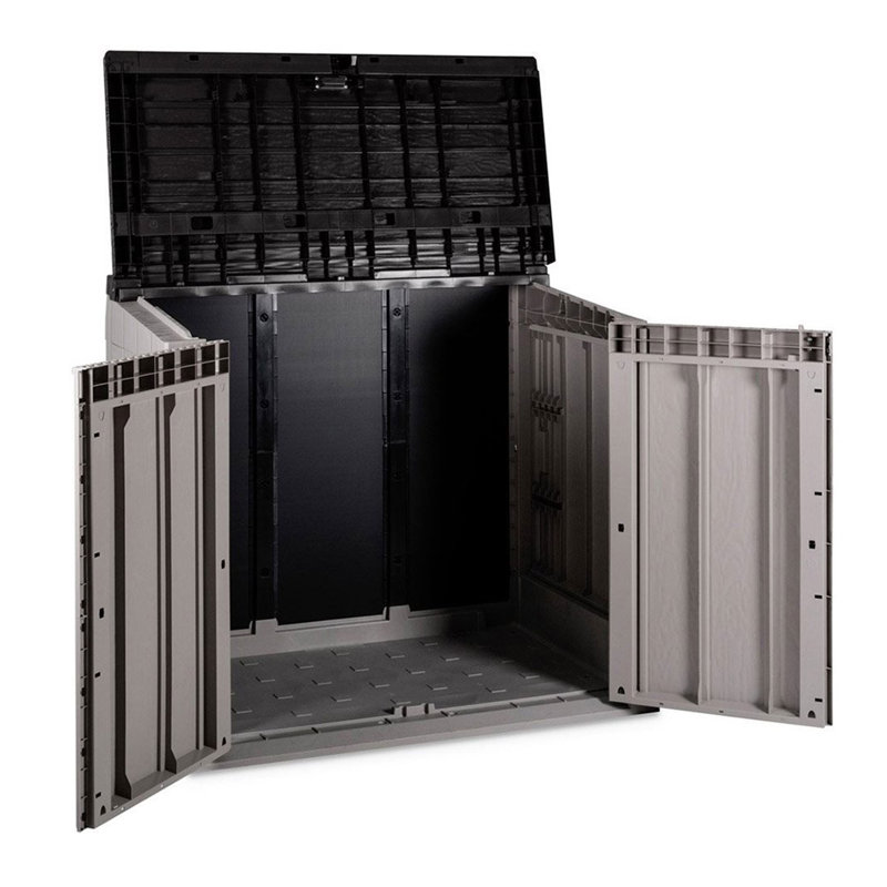 Toomax Stora Way All Weather Outdoor XL Storage Shed Cabinet, Anthracite/Taupe Grey, 9.5 x 8.25