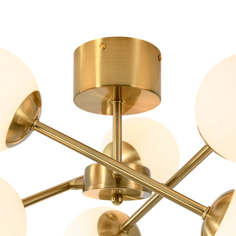 6 - Light Frosted Glass Shade Sputnik Semi Flush Mount