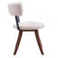 Chaises de salle à manger rembourrées modernes avec dossier incurvé, tissu beige et base en bois d'hévéa noyer, ensemble de 2