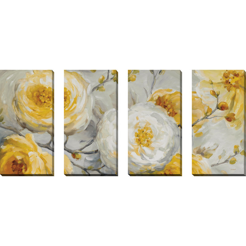 Soleil - ensemble de 4 reproductions d'art sur toile tendue, H 36 po x l 72 po x P 1,5 po