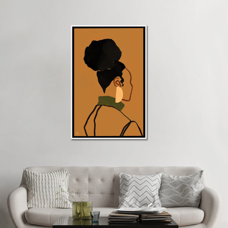 Gina par Bria Nicole-impression d’art graphique, H 48 po x l 32 po x P 1,5 po, Toile blanche encadrée, Pas de tapis