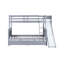 Lit superposé simple au-dessus de double avec 2 tiroirs, glissière, tablettes, échelle, lit superposé en bois d'hévéa avec glissière, tiroirs, gris (ancien numéro de référence: W504S00061)