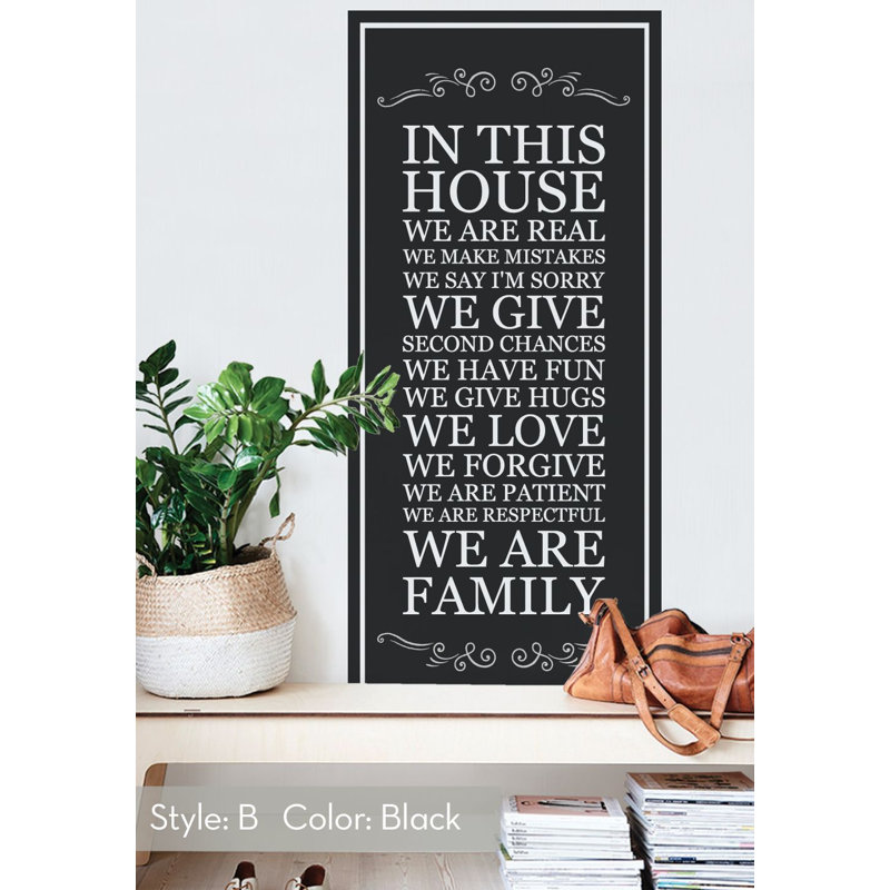 Text & Numbers Non-Wall Damaging Accent, Black