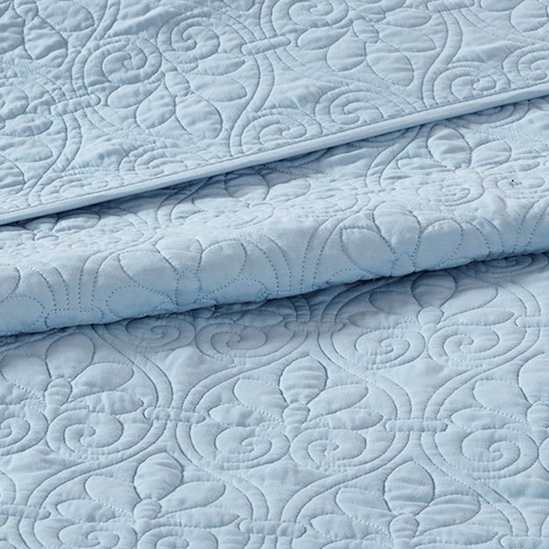 Couette réversible bleu grand lit/queen - Garnissage en coton doux et confortable, matelassage charmant, comprend 2 taies d'oreiller. Lavable à la machine, douce et élégante, idéale pour la décoration intérieure.