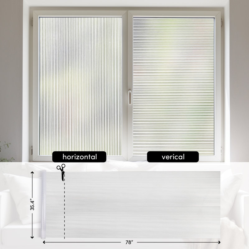 3D Striped Pattern Frosted Decorative Window Decal, 35.4" H x 78" W