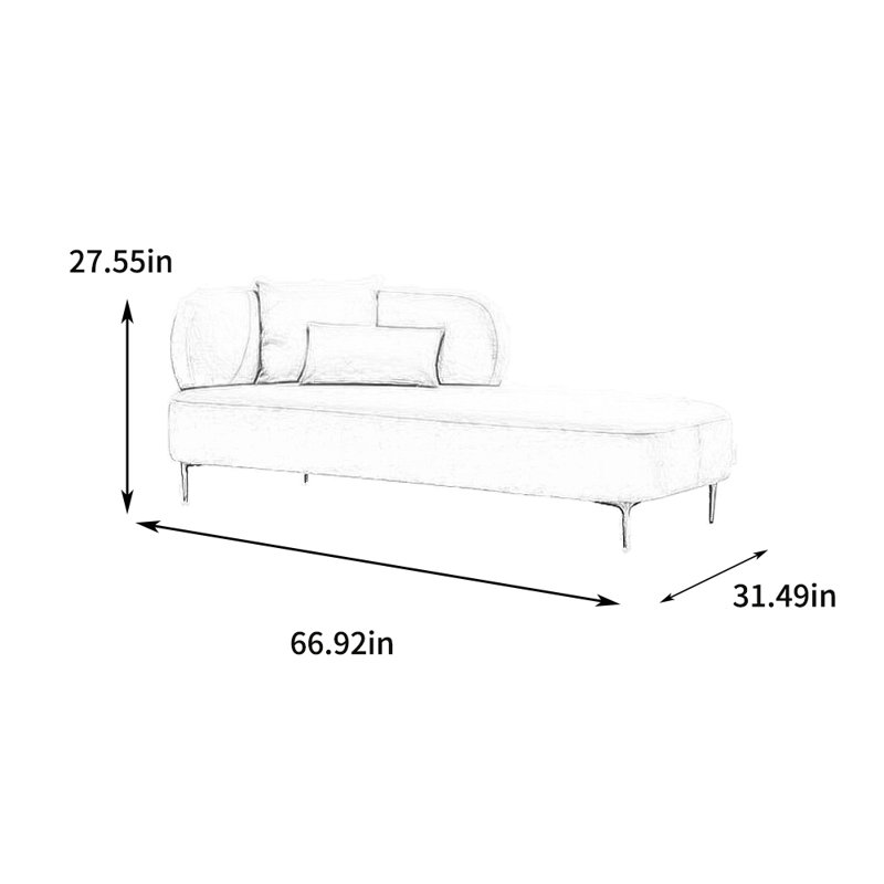 Chaise longue rembourrée Nichtula, Chaise longue à accoudoir gauche