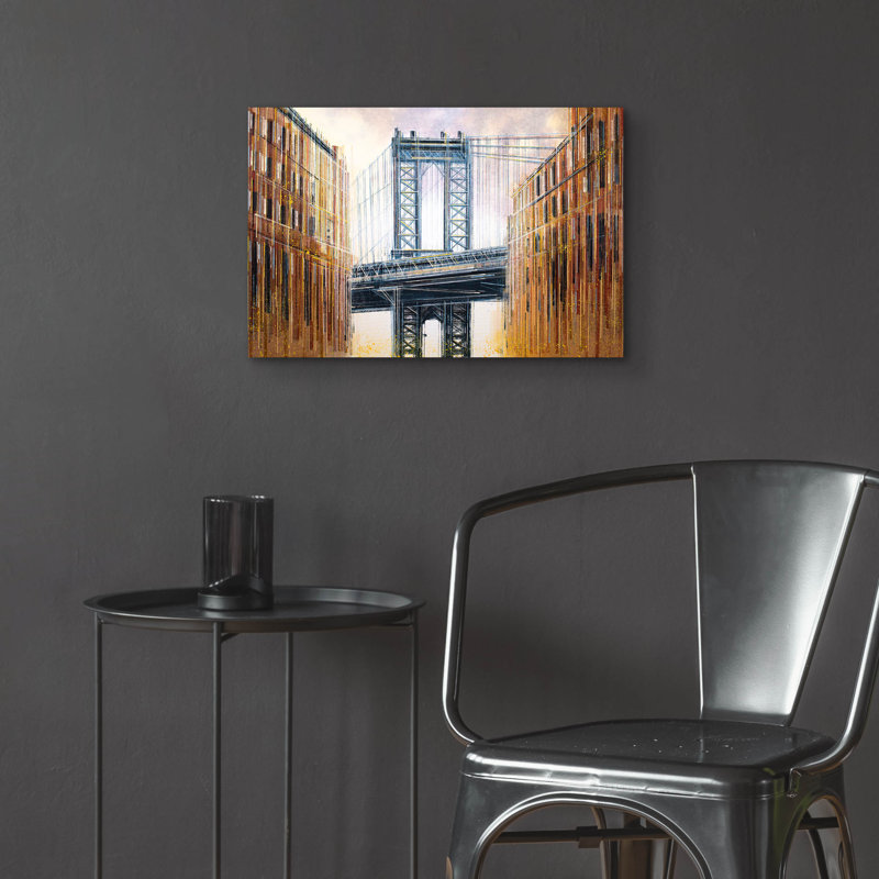  «The Manhattan Bridge at Sunset» par Marc Todd, art mural en verre acrylique, 24 po x 16 po, H 16 po x l 24 po x P 0,2 po