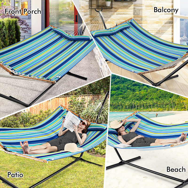 Wynnbrook 1 Person Spreader Bar Hammock, Blue/Green