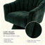 Chaises d'appoint pivotantes, fauteuil demi-tonneau moderne en tissu vert pour bureau personnel