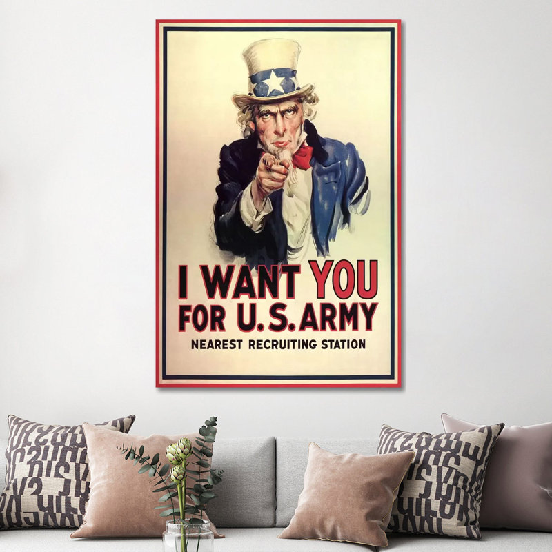 Uncle Sam: I Want You! Vintage Poster, J. M. Flagg by J. M. Flagg - Wrapped Canvas Print, 152.5 cm H x 101.5 cm W