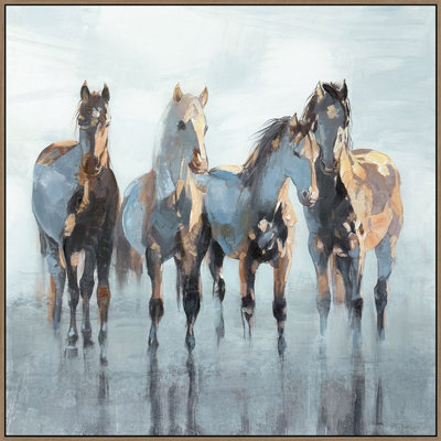 Equine Grace I Framed Canvas Wall Art - 30" x 30" - Oak Frame