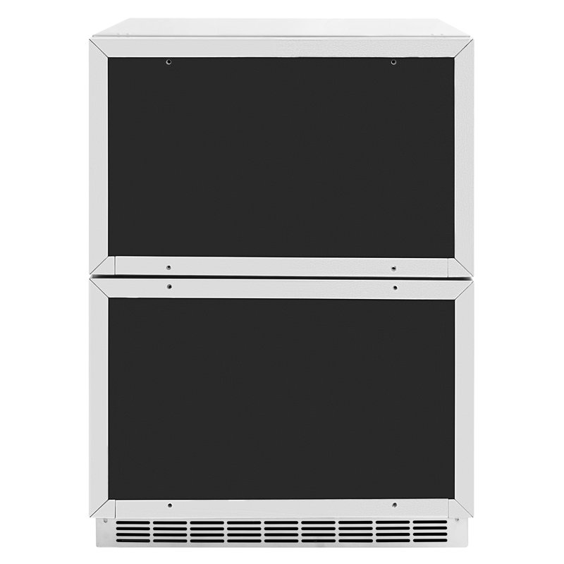 ZLINE Autograph Edition 24 In. Touchstone Refrigerator Drawer in Black Matte and Gold, Panel Ready/Champagne Bronze