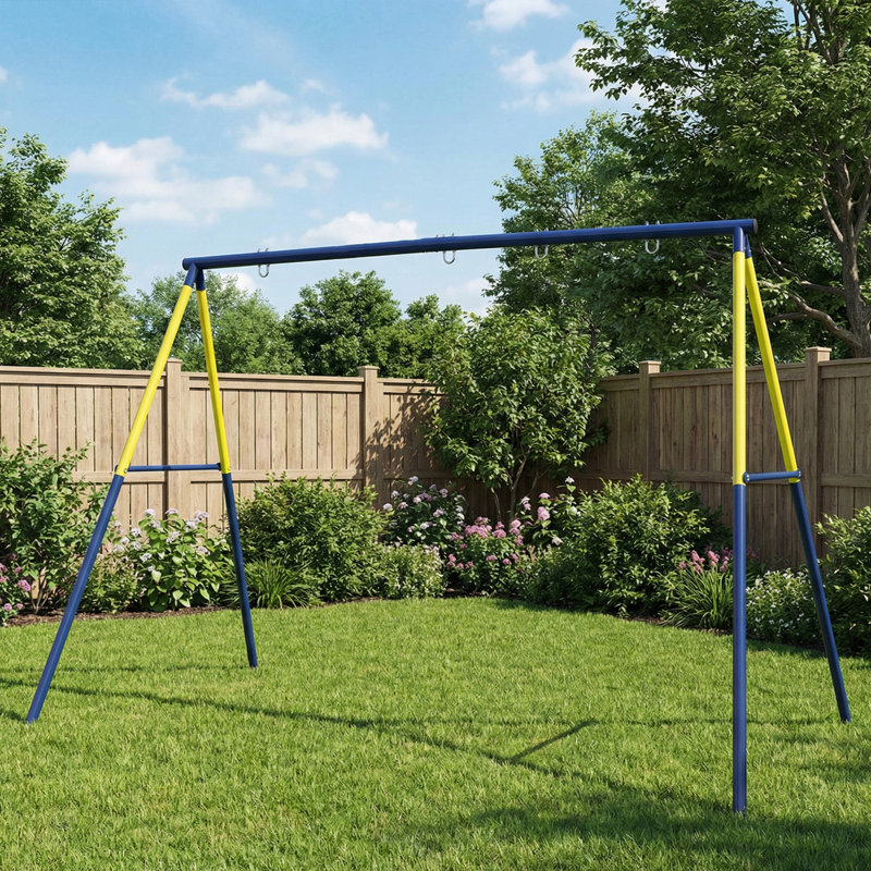 Ensemble de balançoires en métal pour enfants de 150 kg, pour deux balançoires, bleu